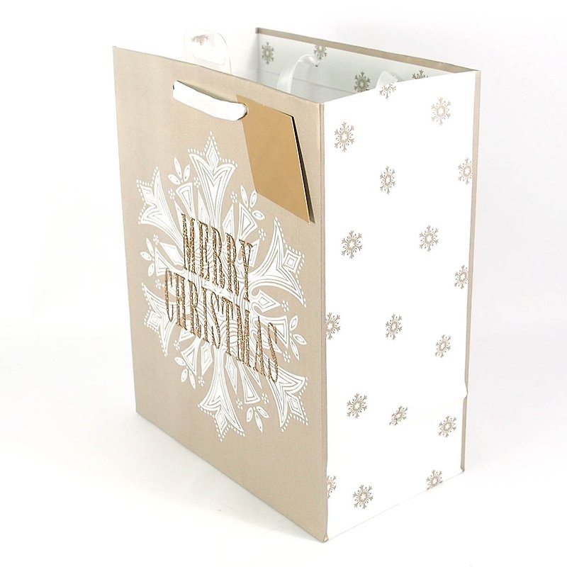 絶妙なスノーフレーククリスマスギフトバッグ[Hallmark-Gift Bag / Paper Bag Christmas Series] - ラッピング - 紙 ゴールド