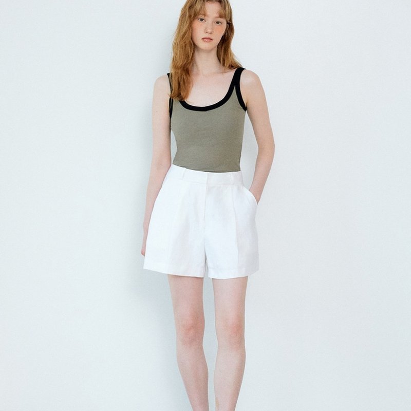 Korea sisterhood, Basic Linen Short Pants - White - 女短褲/五分褲 - 棉．麻 白色