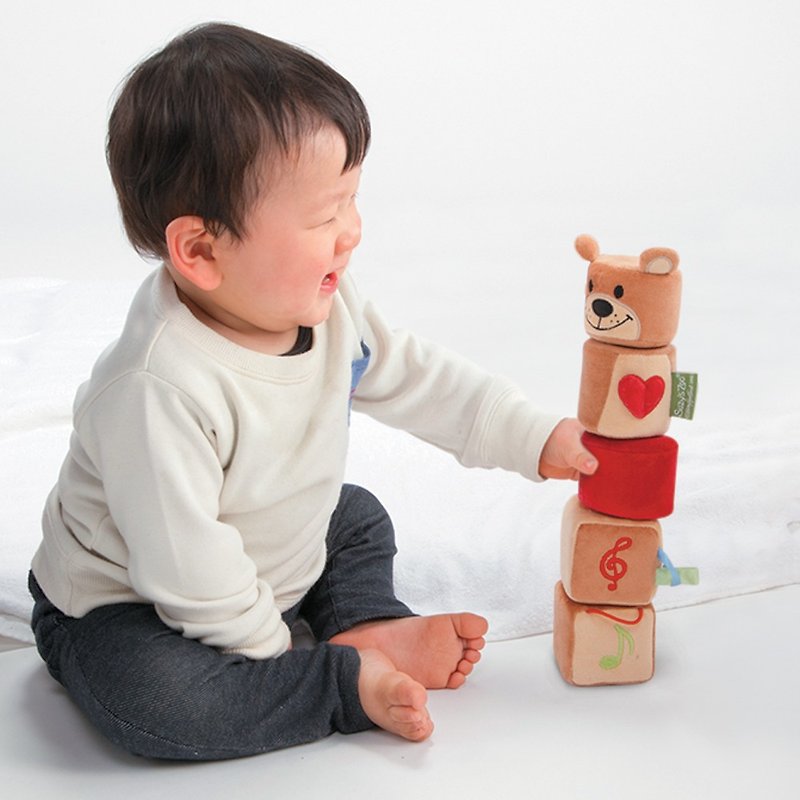 Suzys Zoo Cloth Toys Series-Five Senses 3D Cloth Toys (Pear Flower Bear)-Baby Toys/Baby Toys - ของขวัญวันครบรอบ - วัสดุอื่นๆ สีส้ม