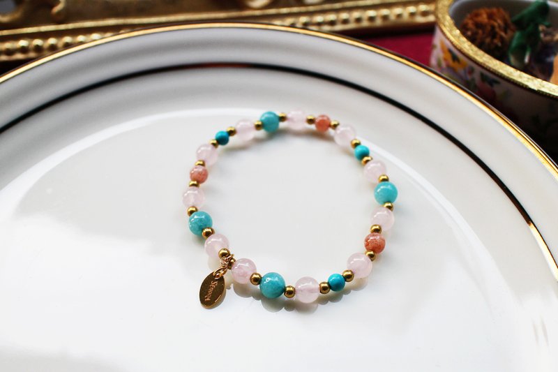 <Slow-tempered natural stone series>C1088 Powdery Tianhe Stone Bracelet - สร้อยข้อมือ - เครื่องเพชรพลอย 