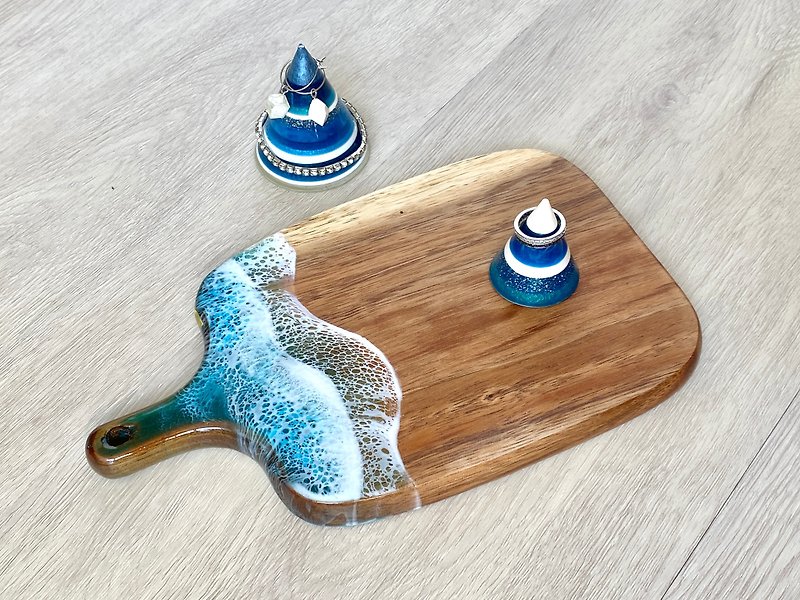 Cheese Board (Small), Turquoise Ocean, Wedding Gift, Home Gift - Plates & Trays - Wood Transparent