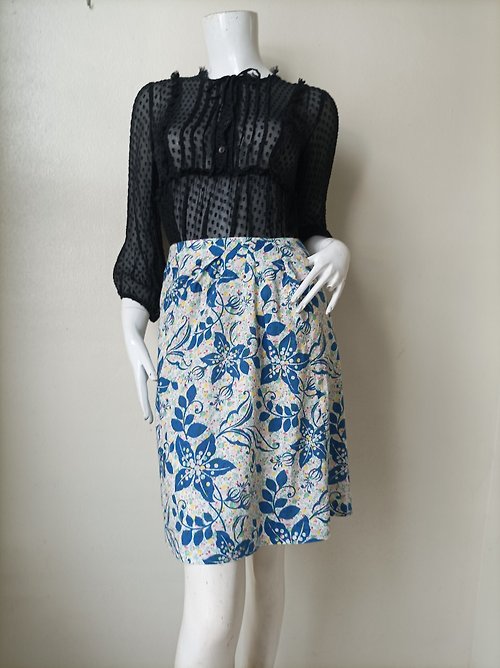 cvintageland CACHAREL Vintage Floral Printed Cotton Skirt Size 36 waist 28