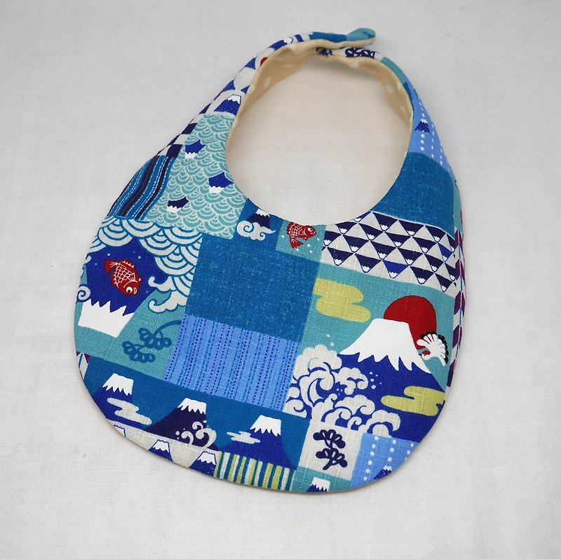 Japanese Handmade Baby Bib - スタイ - コットン・麻 ブルー