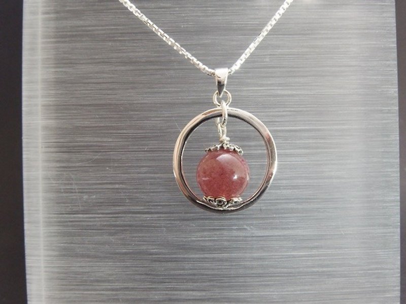 "Rapture" - Red Strawberry Crystal Silver Pendant Hong Kong original design - Necklaces - Gemstone Red
