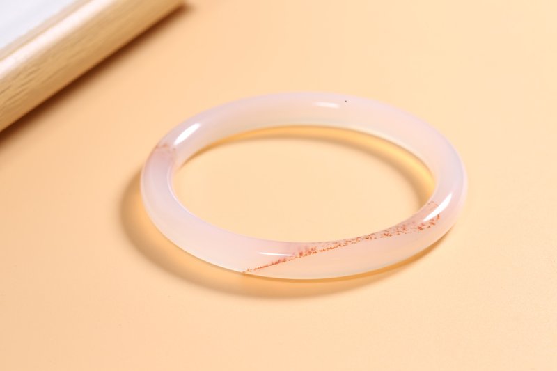 [Bracelet] Wrist Circumference 56.5 / Attract Wealth • Good Luck • Lasting Years / Bracelet Bangle Chain / Natural Agate Gift - Bracelets - Jade Transparent