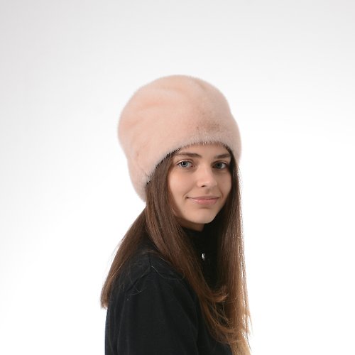 FurStyleUA Winter Luxurious Real Mink Fur Women's Hat With Rhinestone Appliques