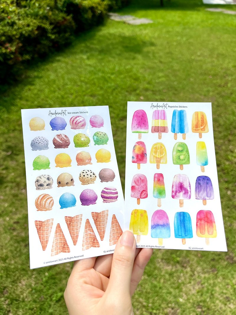 Summer colorful ice cream popsicle stickers - Stickers - Paper 