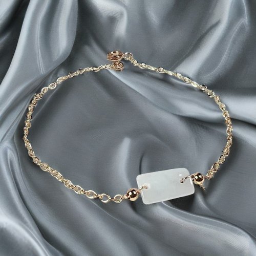 瓔珞珠寶盒 E.L.Jewelry Box 【願‧無事】冰種翡翠無事牌手鍊14K包金|天然緬甸玉翡翠A貨|送禮