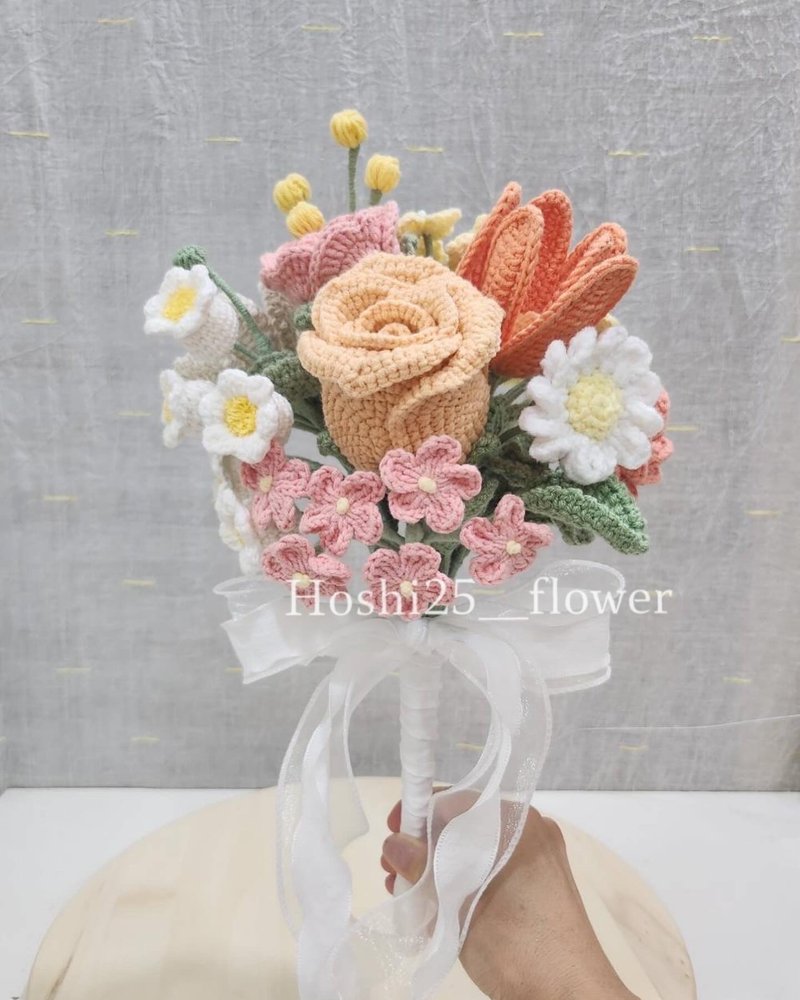 [Customized Flower Gift] Bridal Bouquet Wedding Bouquet - ช่อดอกไม้แห้ง - ผ้าฝ้าย/ผ้าลินิน สึชมพู