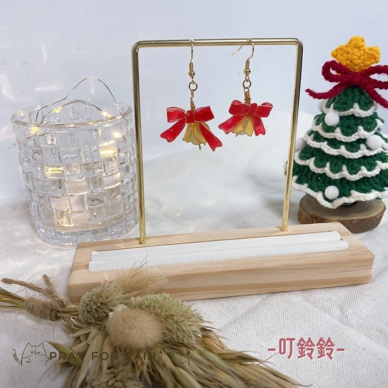 Jingle Bell/Handmade Crystal Flower Ornaments - Earrings & Clip-ons - Resin Red