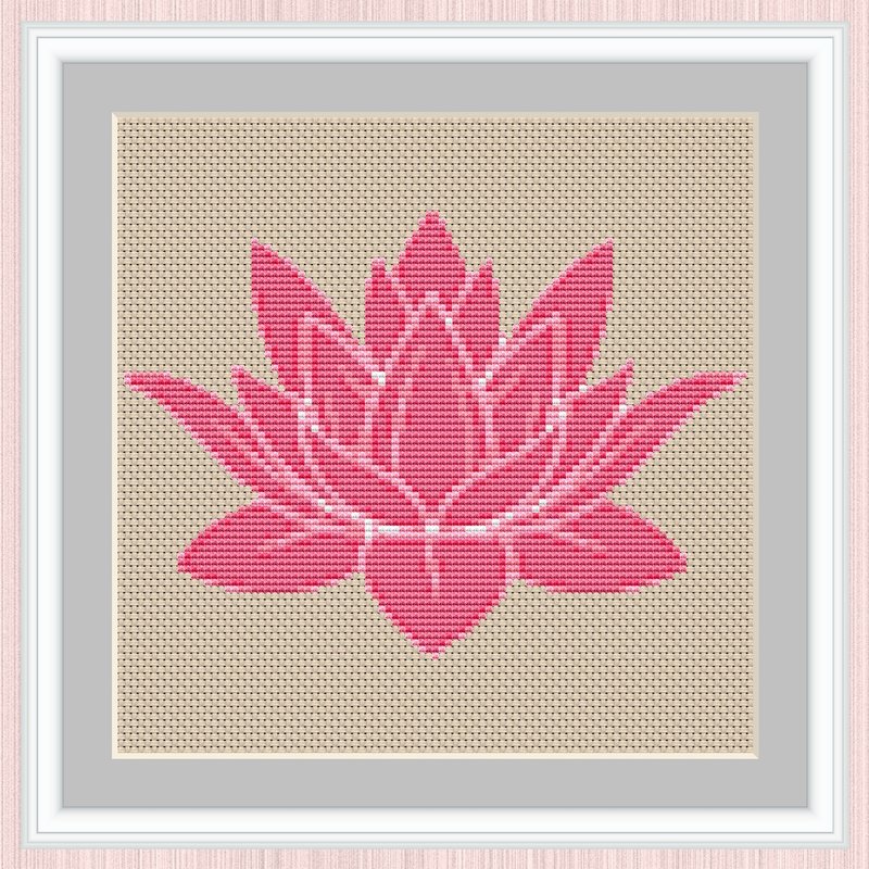 十字繡圖案 粉色蓮花 • 粉色蓮花 • PDF 格式的蓮花 - 手工藝教學/工具書 - 其他材質 