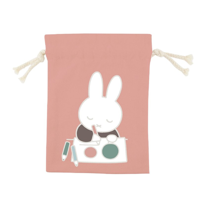 MIFFY Authorized - Miffy Rabbit Color Drawstring Pocket - Painting (Powder/3 Size) - กระเป๋าเครื่องสำอาง - ผ้าฝ้าย/ผ้าลินิน สึชมพู