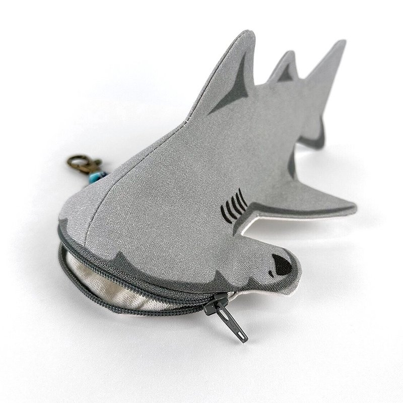 Design No.HS141 - 【Oxford Fabric】Hammerhead Shark Purses - กระเป๋าใส่เหรียญ - ผ้าฝ้าย/ผ้าลินิน สีเทา