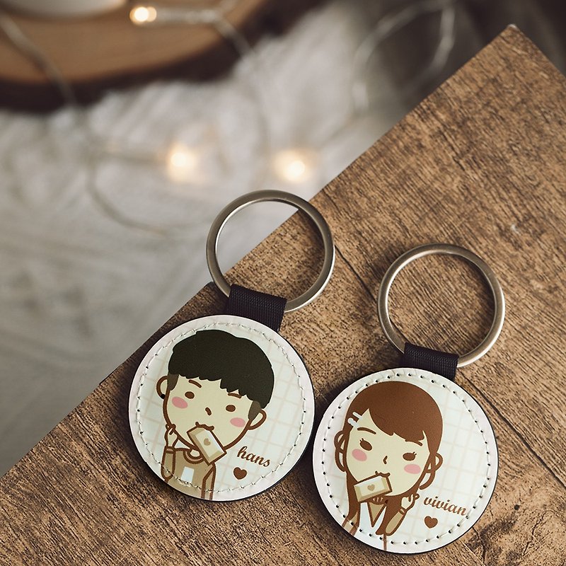 [Customized gift] sweet you want to be with you customized couple key ring - Keychains - Faux Leather Red