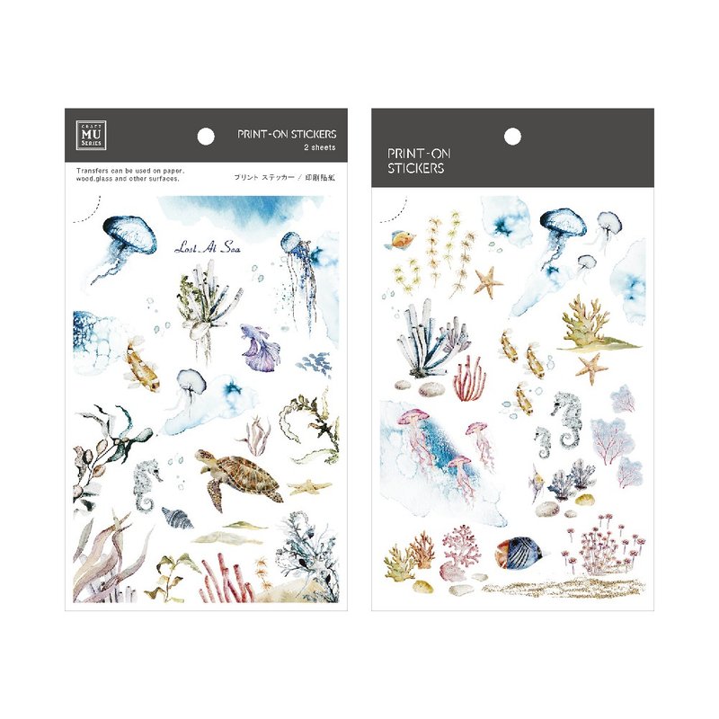 【Print-On Stickers 轉印貼紙】no.98.沁藍深海 | 插畫師系列 - 貼紙 - 其他材質 藍色