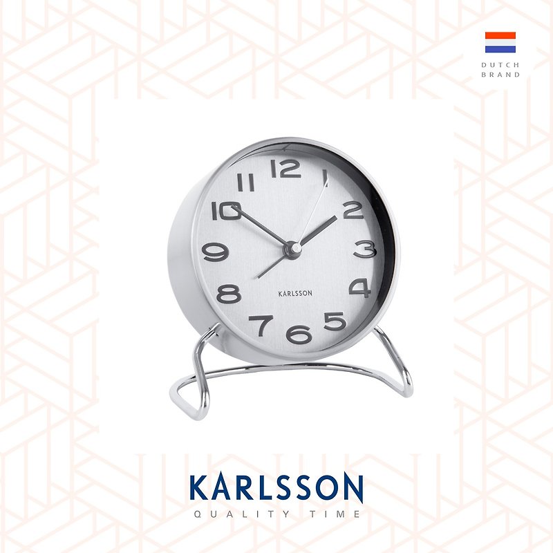 Karlsson, Alarm Clock Classical numbers satin nickel - Clocks - Other Metals Silver