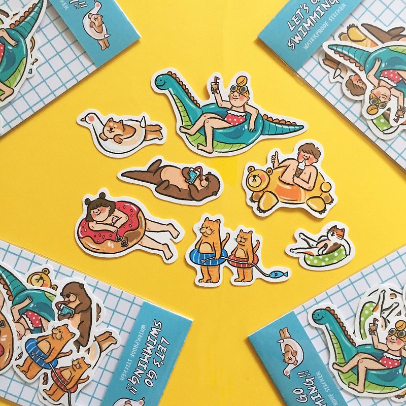 Go swimming together / sticker set - สติกเกอร์ - กระดาษ 