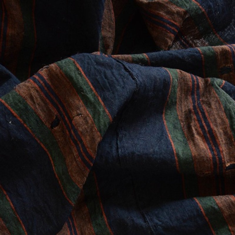 Boro Fabric Cotton Japan Vintage Cotton Futon Cover Stripe Pattern Textile - Knitting, Embroidery, Felted Wool & Sewing - Cotton & Hemp Blue