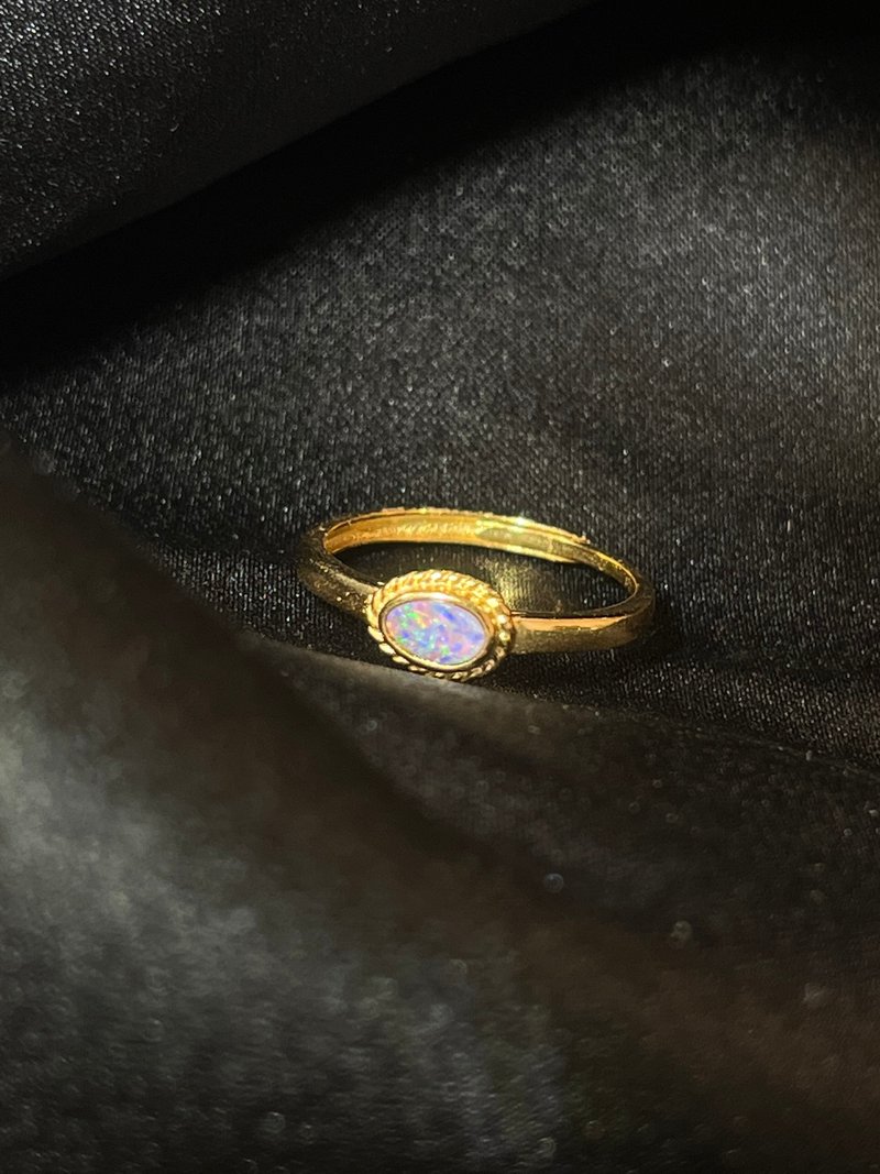 s925銀 鍍18K 澳歐 歐泊 戒指 Opal silver ring 蛋白石 戒指 - 戒指 - 半寶石 紫色