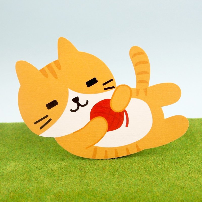 Meow Hair ball is my love! Meow~ Postcard - การ์ด/โปสการ์ด - กระดาษ สีนำ้ตาล