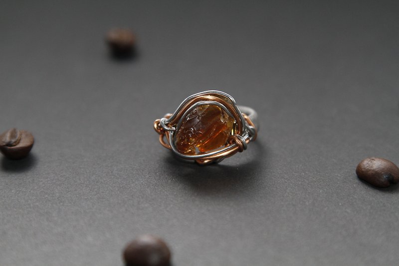 【Series of Amber】Myanmar (Burmese) Scarlet brown amber ring - General Rings - Gemstone Red