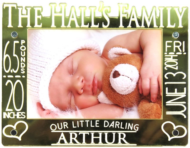 Customized engraving photo frame (4R photo) – BB is born with a theme x personalization - Picture Frames - Acrylic Gold