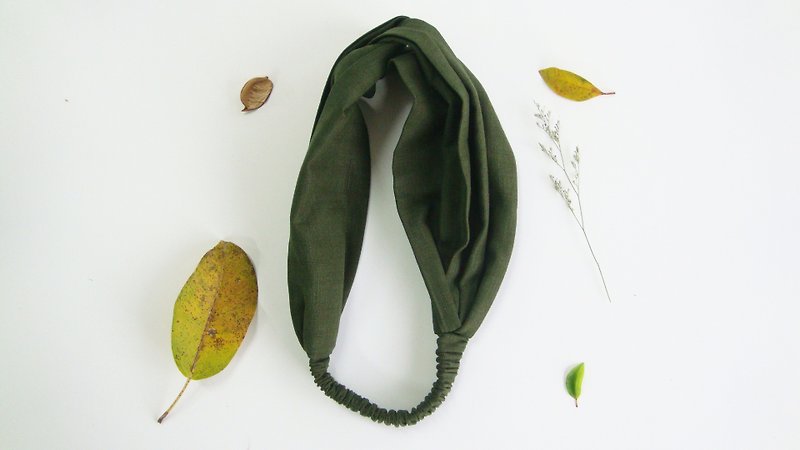 Spinach Matcha pie - a thousand morning Shirakawa manual elastic hair band - Hair Accessories - Cotton & Hemp Green