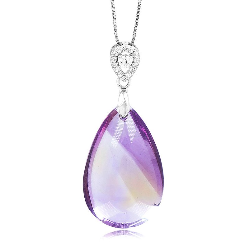 Ametrine Clean Crystalization Tear Drop Pendant Sterling Silver Clasp - สร้อยคอ - คริสตัล หลากหลายสี