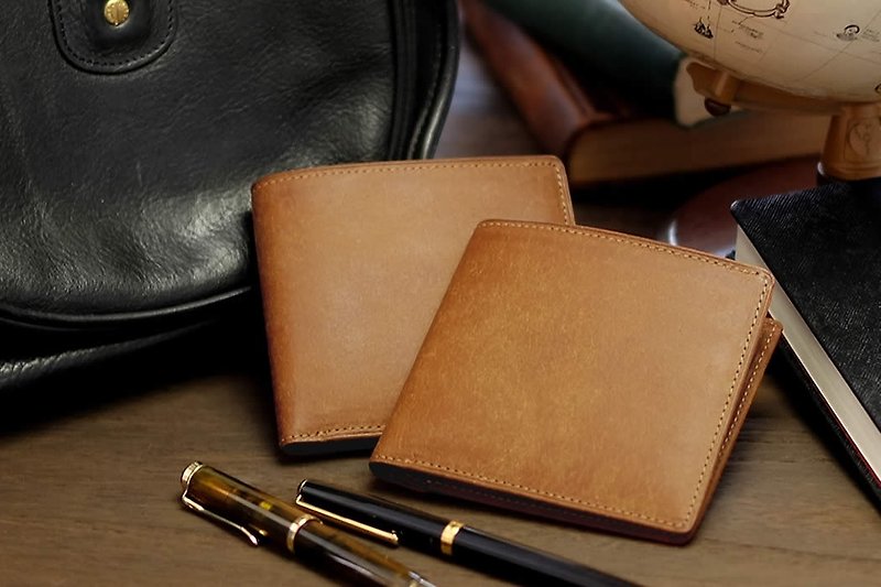 革職人 LEATHER FACTORY【PUEBLO Fold Wallet / Coin Wallet】Made in Japan - Wallets - Genuine Leather Brown