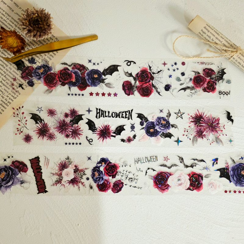 Full Roll_Gothic Bloom Iridescent Foil Kiss-Cut Masking Tape 5m - 紙膠帶/和紙/PET - 其他材質 