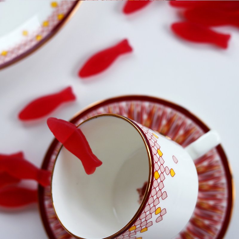 2 Cup Teacup Set - Fish Collection - ถ้วย - วัสดุอื่นๆ สีแดง