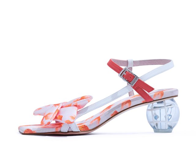 新品　カルロッタレイ　35~36　スクエアトゥリボンサンダル　イタリア製　ピンク カルロッタレイ 35~36 リボンサンダル スクエアトゥ イタリア製