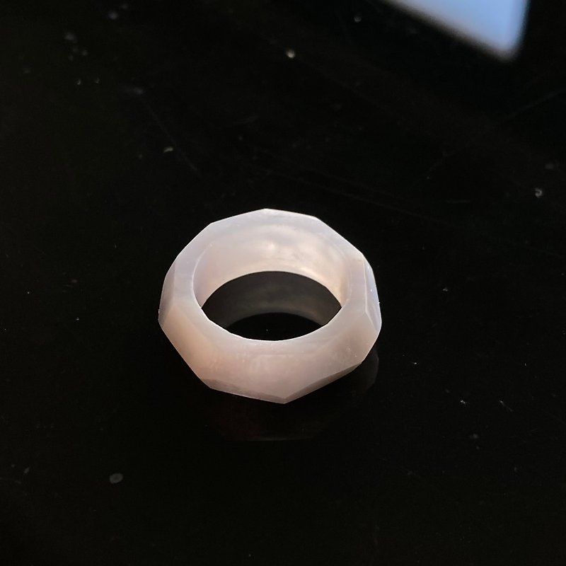 ブルーレースカルセドニーのくりぬきリング - 戒指 - 半寶石 白色