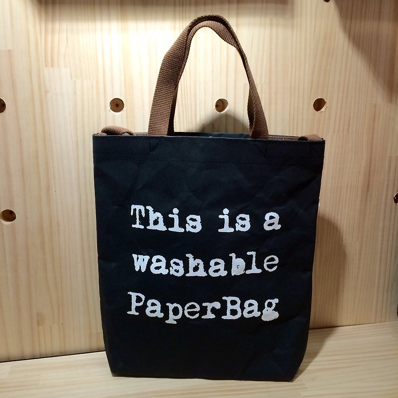 Washable Kraft / Shoulder Tote (Black) - Messenger Bags & Sling Bags - Paper Black