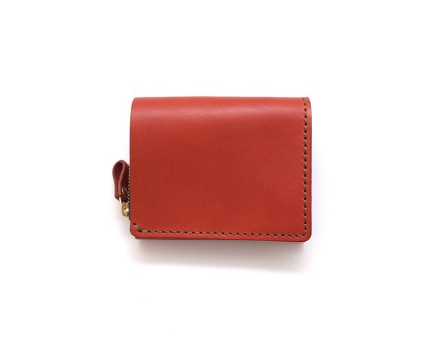 Japanese craftsman handmade leather small bi-fold short clip