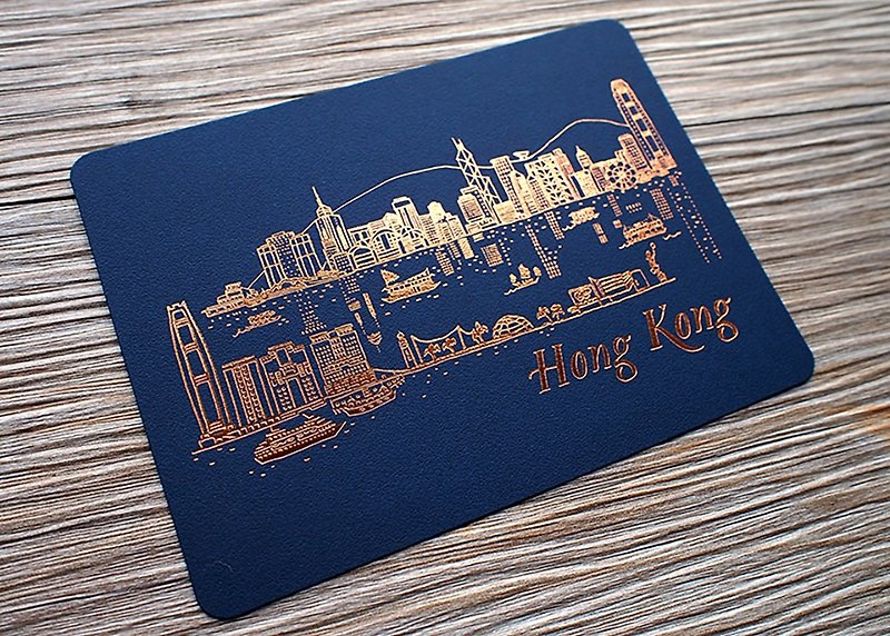 Hong Kong Gold Foil Postcard - Night - การ์ด/โปสการ์ด - กระดาษ สีทอง