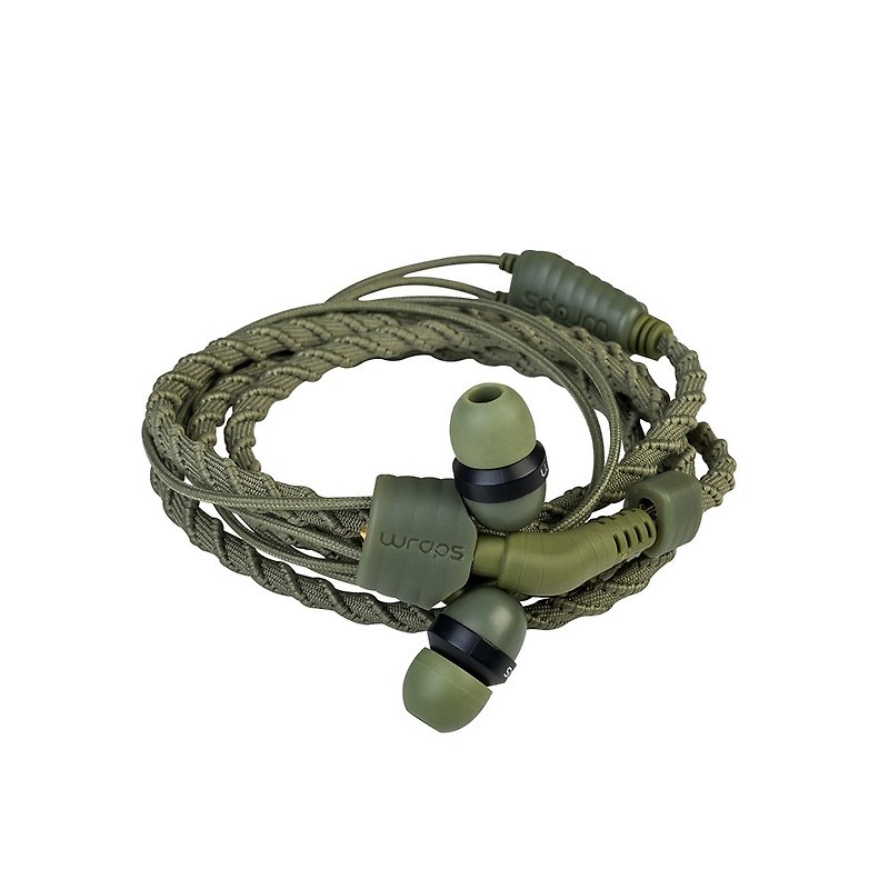 British Wraps 【Talk】 classic weaving bracelet headphones - call military green - Headphones & Earbuds - Polyester Green