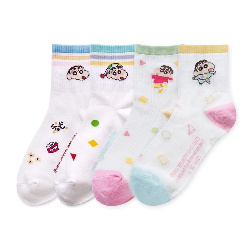 【ONEDER ワンダー】クレヨンしんちゃんシリーズ ミドル丈ソックス リブ編みロングソックス 台湾製コットンレディースソックス - 靴下・ソックス - その他の素材 