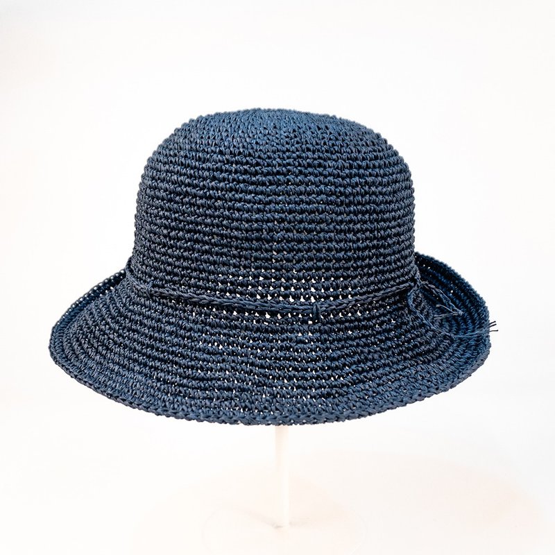 Bodhiyamas - Handwoven Navy Blue Gentleman Hat - The Forest Indigo - หมวก - วัสดุอื่นๆ สีน้ำเงิน