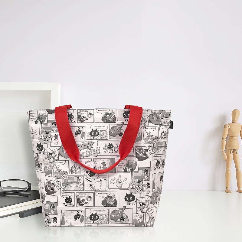 Adventure Reading Series | Tote Bag (Large)_Black and White Comic Style - Messenger Bags & Sling Bags - Other Materials Red