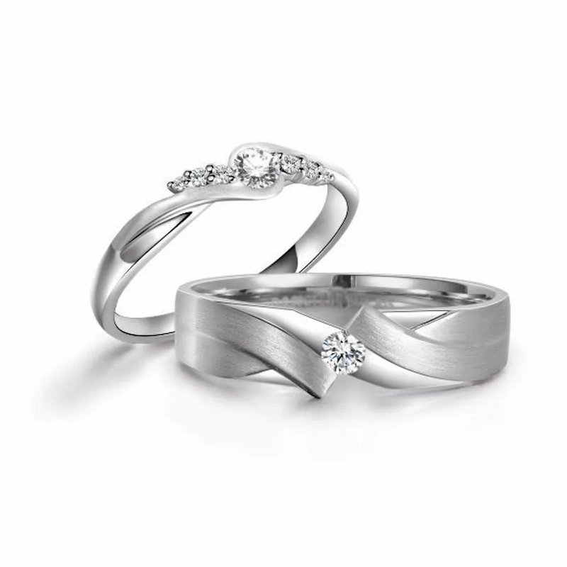 永恆環愛 10分鑽石結婚對戒 - 對戒 - 鑽石 銀色