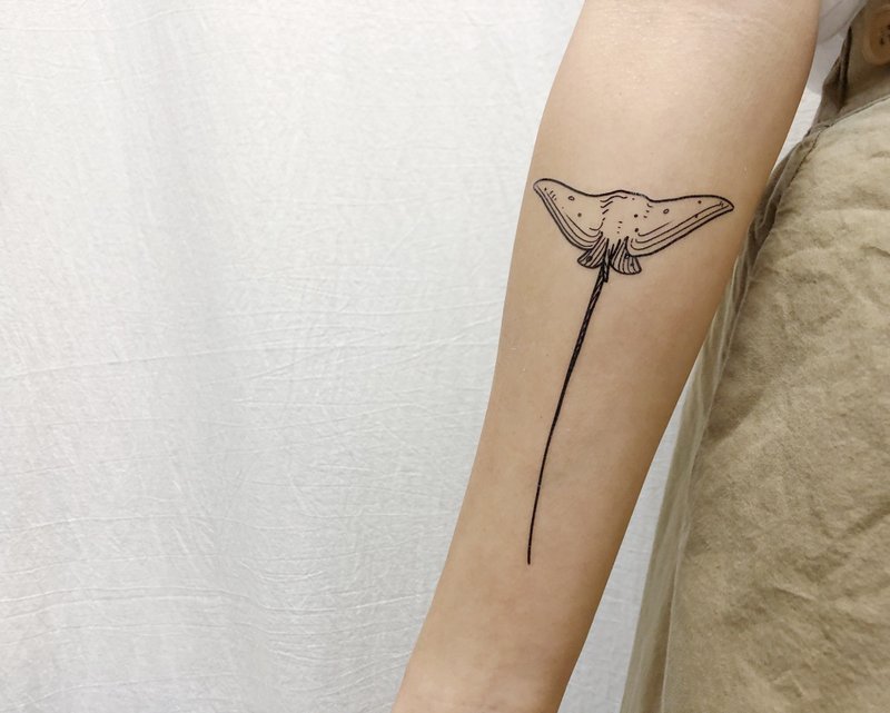 cottontatt 魔鬼魚 鬼蝠魟 魟魚 手繪 紋身貼紙 - 紋身貼紙/刺青貼紙 - 其他材質 黑色