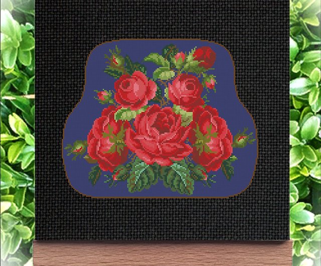 Dark red rose embroidery design