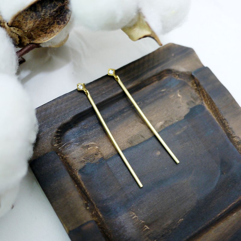 Brass simple slim earrings - Earrings & Clip-ons - Other Metals Gold