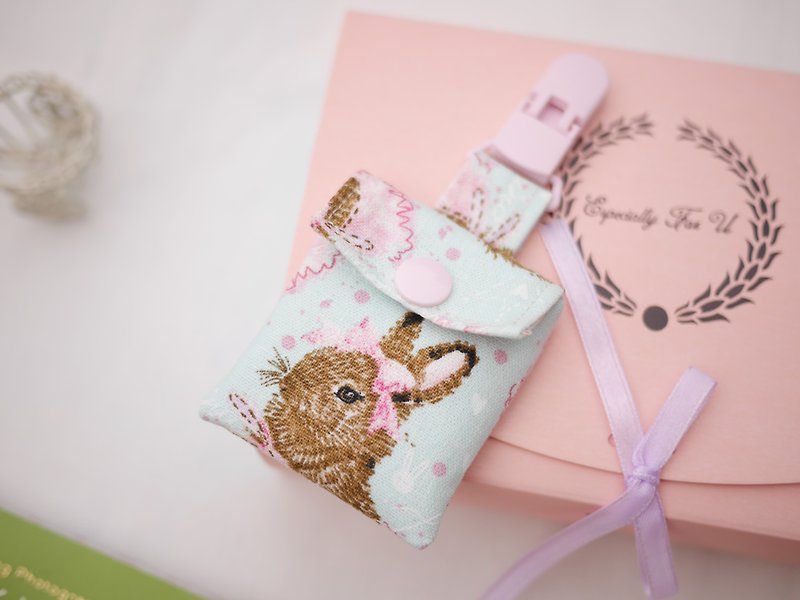 Bunny Peace Symbol Bag - Omamori - Cotton & Hemp Pink