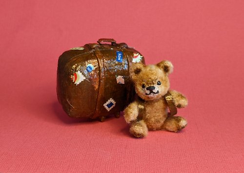 有趣的小狗屋 Bear-traveler Ooak cute stuffed animal collections kawaii plush toy.テディベアちゃん