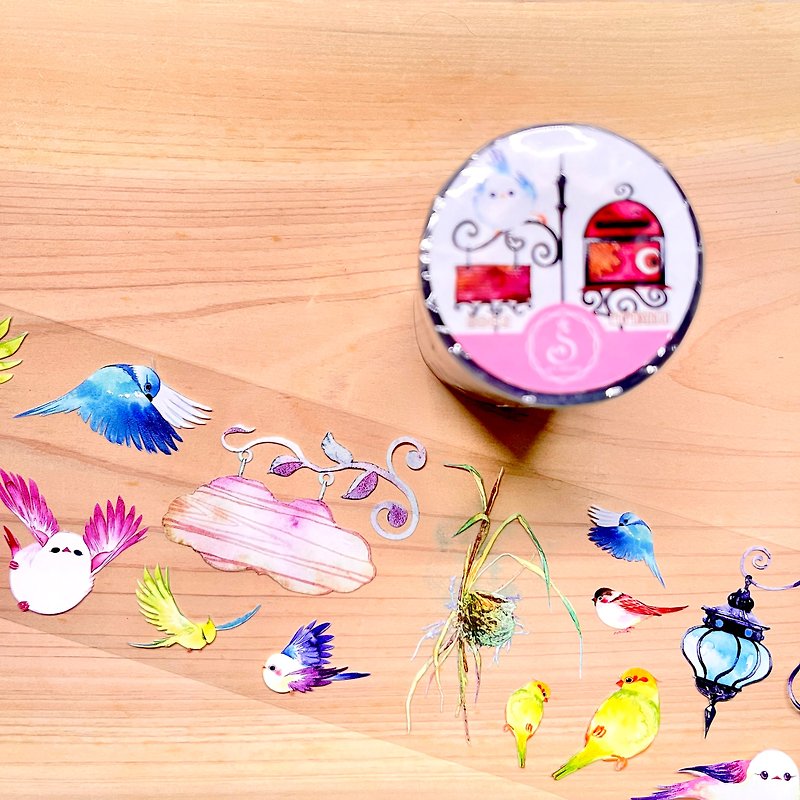 Flying Birds / Masking Tape / Satin-finish PET Tape - Washi Tape - Plastic Multicolor