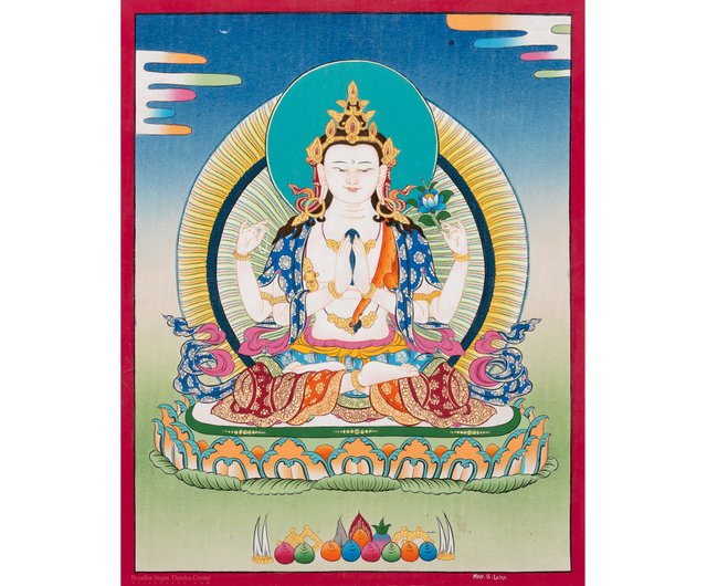 h21# 四腕観音 仏祖 唐卡 タンカ Thang-ga 装飾画民间文化芸術 h21# 四腕観音 仏祖 唐卡 タンカ Thang-ga 装飾画民间文化芸術