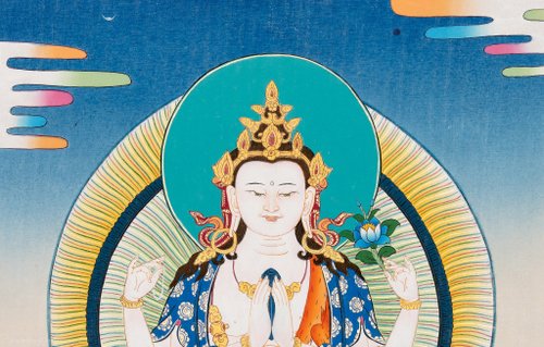 h21# 四腕観音 仏祖 唐卡 タンカ Thang-ga 装飾画民间文化芸術 h21# 四腕観音 仏祖 唐卡 タンカ Thang-ga 装飾画民间文化芸術