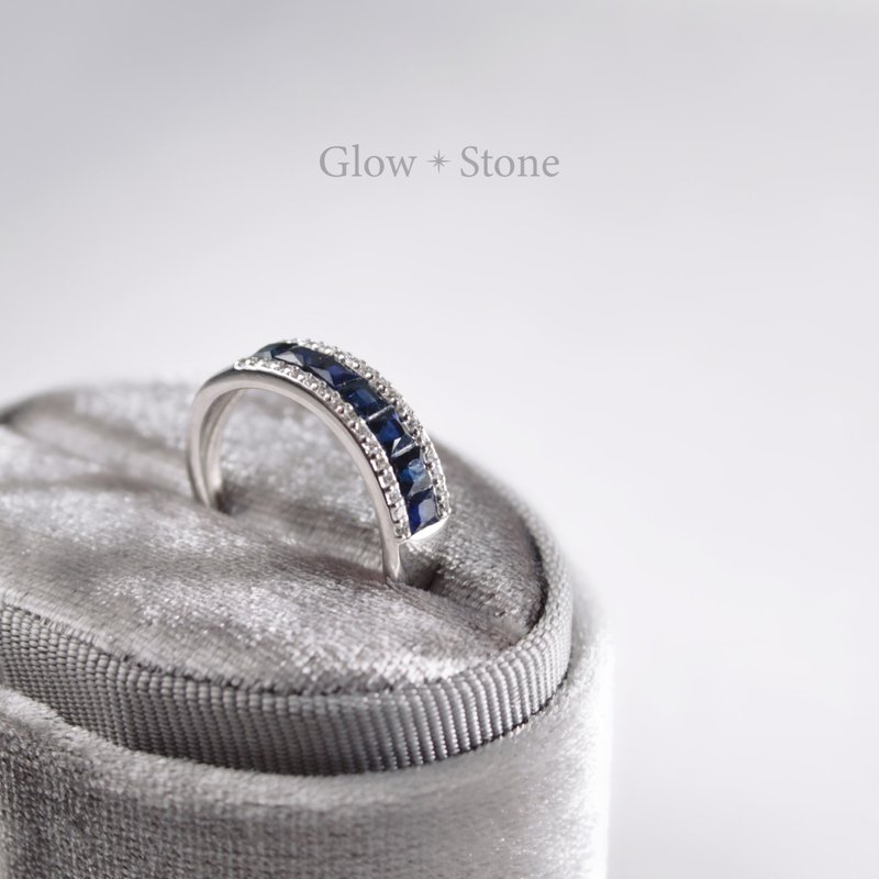GLOWSTONE 無燒藍寶石戒指 - 戒指 - 水晶 藍色